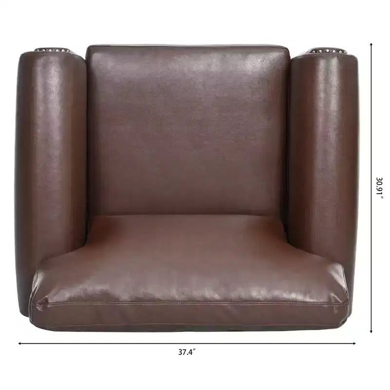 Divano Chesterfield in pelle PU classico, 84" L, divano a 3 posti/1 posto con braccioli arrotolati e finiture borchiate per soggiorno o ufficio ModernLuxe
