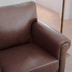 Divano Chesterfield in pelle PU classico, 84" L, divano a 3 posti/1 posto con braccioli arrotolati e finiture borchiate per soggiorno o ufficio ModernLuxe
