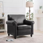 Divano Chesterfield in pelle PU classico, 84" L, divano a 3 posti/1 posto con braccioli arrotolati e finiture borchiate per soggiorno o ufficio ModernLuxe