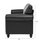 Divano Chesterfield in pelle PU classico, 84" L, divano a 3 posti/1 posto con braccioli arrotolati e finiture borchiate per soggiorno o ufficio ModernLuxe