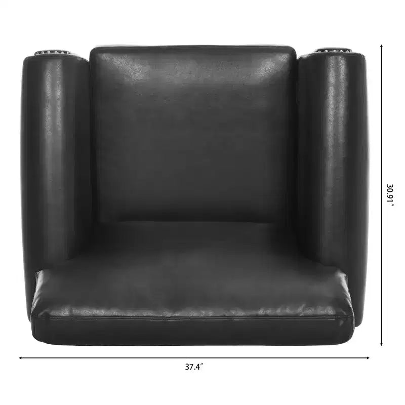 Divano Chesterfield in pelle PU classico, 84" L, divano a 3 posti/1 posto con braccioli arrotolati e finiture borchiate per soggiorno o ufficio ModernLuxe