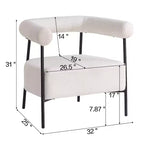Christopher Knight Home Oliver, poltrona di design moderna curva con rivestimento in bouclé e struttura in metallo, bianca