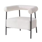 Christopher Knight Home Oliver, poltrona di design moderna curva con rivestimento in bouclé e struttura in metallo, bianca