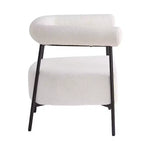 Christopher Knight Home Oliver, poltrona di design moderna curva con rivestimento in bouclé e struttura in metallo, bianca