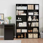 Costway Libreria a 6 Ripiani, Alta 70, con 6 Scaffali Aperti, Kit Antiribaltamento per Soggiorno Marrone/Nero