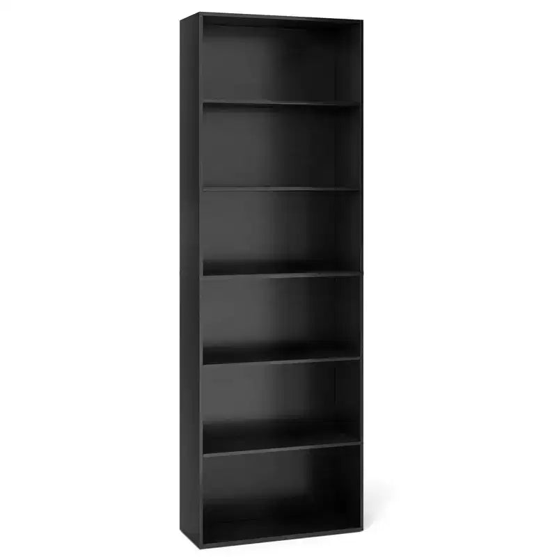 Costway Libreria a 6 Ripiani, Alta 70, con 6 Scaffali Aperti, Kit Antiribaltamento per Soggiorno Marrone/Nero