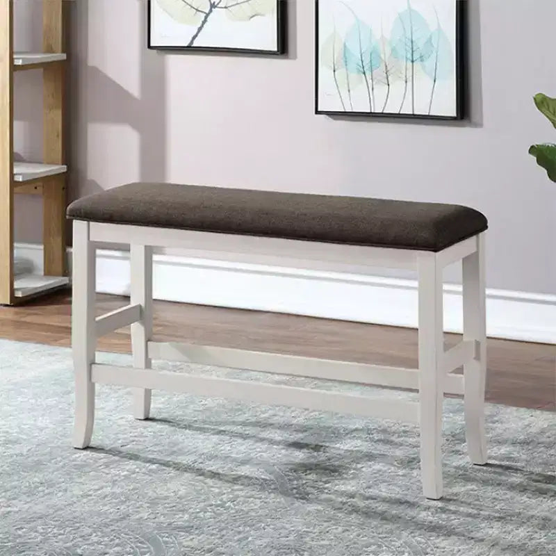 Panca Imbottita Alta da Cucina Simple Relax in Bianco Sporco e Grigio Scuro