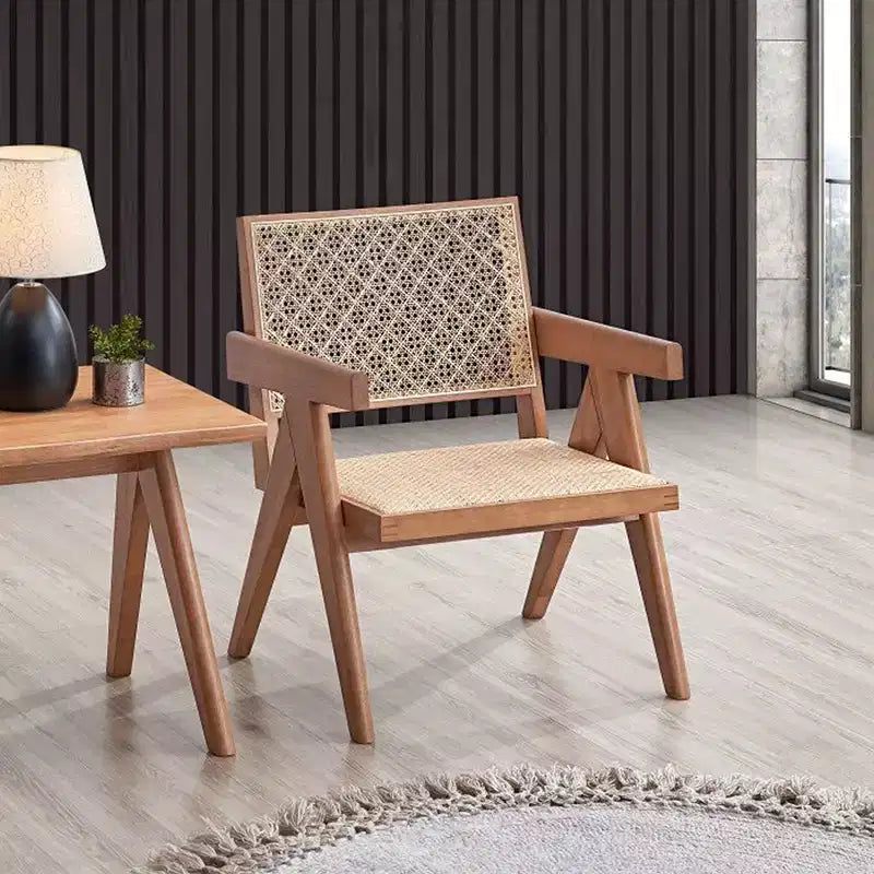 Poltrona d'accento Simple Relax in rattan e legno naturale