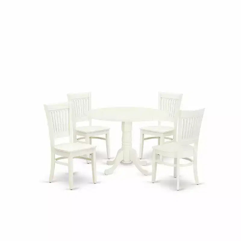 Set tavolo da pranzo rotondo e 4 sedie HomeStock Linen White Moderno