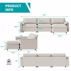 Divano componibile Mjkone da 117", divano a L, divano Cloud Couch Dupe con pouf mobile, divano a 3 posti per soggiorno e appartamento