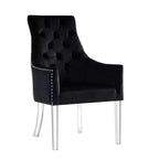 Inspired Home Marilyn Sedia da pranzo con braccioli e gambe acriliche, con bottoni, (set da 2)