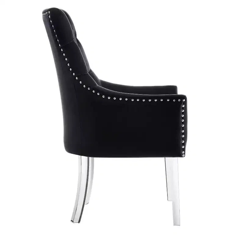 Inspired Home Marilyn Sedia da pranzo con braccioli e gambe acriliche, con bottoni, (set da 2)