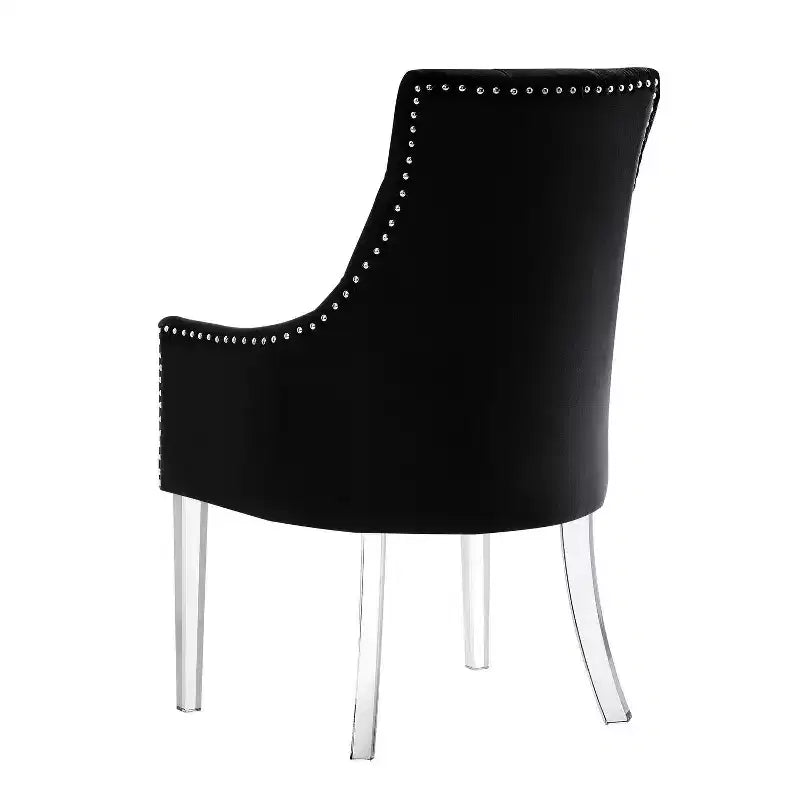 Inspired Home Marilyn Sedia da pranzo con braccioli e gambe acriliche, con bottoni, (set da 2)