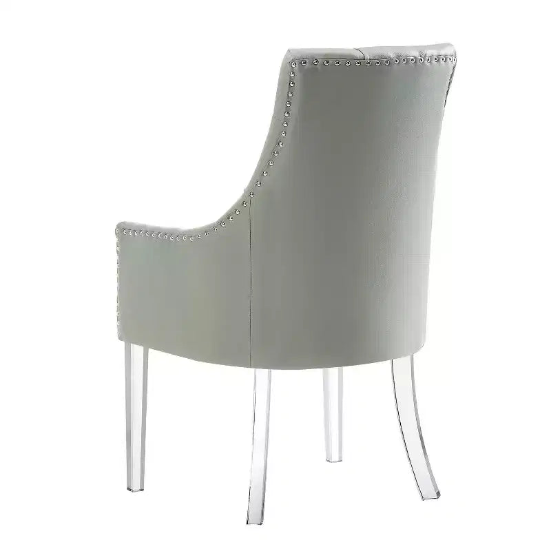 Inspired Home Marilyn Sedia da pranzo con braccioli e gambe acriliche, con bottoni, (set da 2)