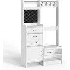 Appendiabiti da ingresso Heynemo 7-in-1 con scarpiera nascosta, panca da ingresso con appendiabiti e pannello forato, appendiabiti con panca per ripostiglio
