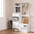 Heynemo 7-in-1 Hall Tree with Hidden Shoe Storage, Entryway Bench with Coat Rack and Pegboard, Coat Rack with Bench Mudroom Storage
