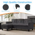 Divano componibile a L convertibile Mjkone 76 con pouf contenitore, divano a 3 posti in velluto a coste