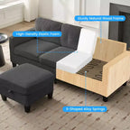 Divano componibile a L convertibile Mjkone 76 con pouf contenitore, divano a 3 posti in velluto a coste