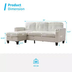 Divano componibile a L convertibile Mjkone 76 con pouf contenitore, divano a 3 posti in velluto a coste