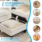 Divano componibile a L convertibile Mjkone 76 con pouf contenitore, divano a 3 posti in velluto a coste