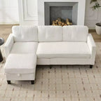 Divano componibile a L convertibile Mjkone 76 con pouf contenitore, divano a 3 posti in velluto a coste