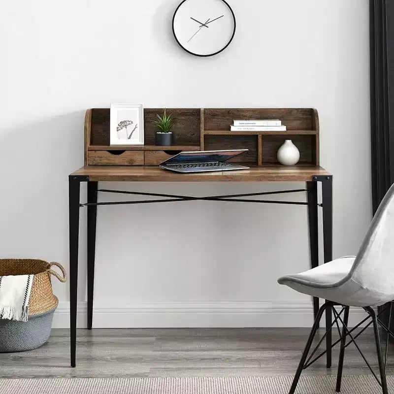 Walker Edison Furniture Company Scrivania segretario industriale con alzatina, Noce, 42 pollici