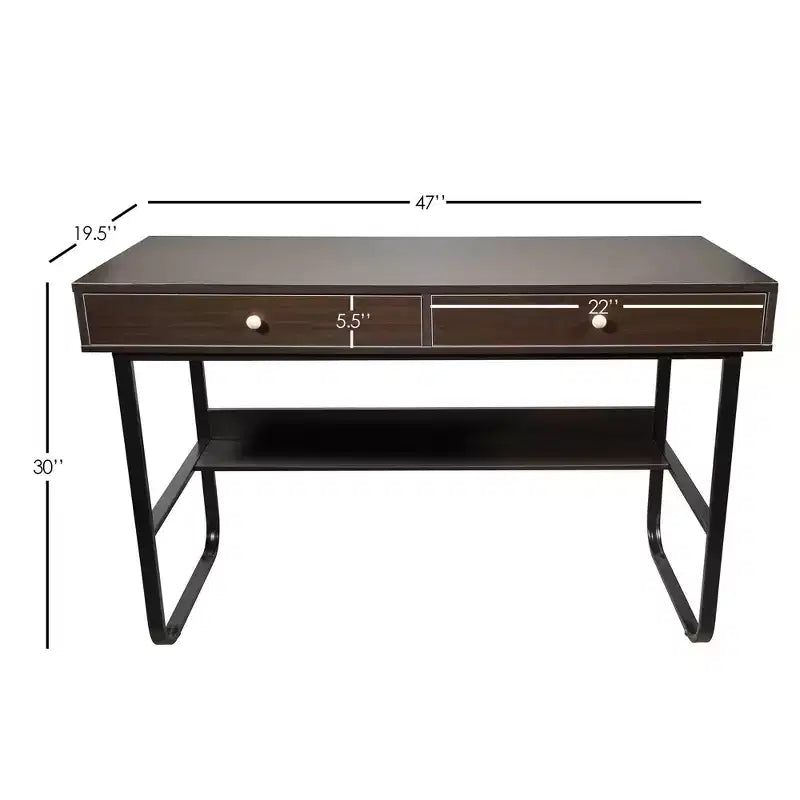 Interior Elements Scrivania per computer da studio semplice in legno con cassetti per l'home office, marrone, 47