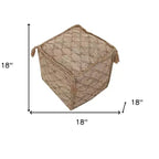 HomeRoots Pouf/Ottoman a Cubo a Traliccio in Iuta Marrone da 18