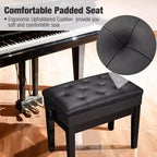 Yescom Piano Bench Pelle PU Contenitore Altezza Regolabile Sedile Imbottito Tastiera Nero