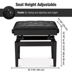 Yescom Piano Bench Pelle PU Contenitore Altezza Regolabile Sedile Imbottito Tastiera Nero