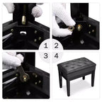 Yescom Piano Bench Pelle PU Contenitore Altezza Regolabile Sedile Imbottito Tastiera Nero