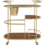Alora 2 Tier Bar Cart With Bucket - BCT2502A - Brushed Gold/Natural - Safavieh
