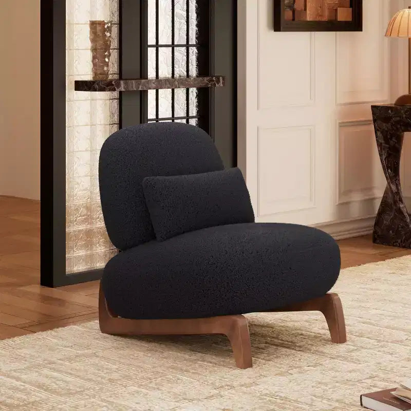 Divano e Poltrone in Tessuto Bouclé Moderno - 1 Divano e 2 Poltrone con Eleganti Gambe in Legno per Soggiorno o Ufficio - Morden Fort