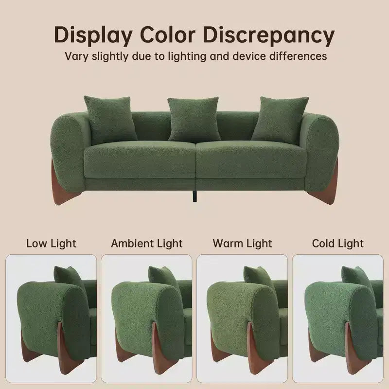 Divano e Poltrone in Tessuto Bouclé Moderno - 1 Divano e 2 Poltrone con Eleganti Gambe in Legno per Soggiorno o Ufficio - Morden Fort