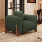 Divano e Poltrone in Tessuto Bouclé Moderno - 1 Divano e 2 Poltrone con Eleganti Gambe in Legno per Soggiorno o Ufficio - Morden Fort
