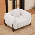 Divano e Poltrone in Tessuto Bouclé Moderno - 1 Divano e 2 Poltrone con Eleganti Gambe in Legno per Soggiorno o Ufficio - Morden Fort