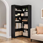 Libreria angolare da 71,8'', libreria in legno a 5 ripiani stile rustico con kit antiribaltamento, organizer per riporre oggetti