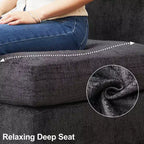 Divano componibile modulare Belffin, grande divano a U in ciniglia con contenitore, chaise longue a 7 posti per soggiorno