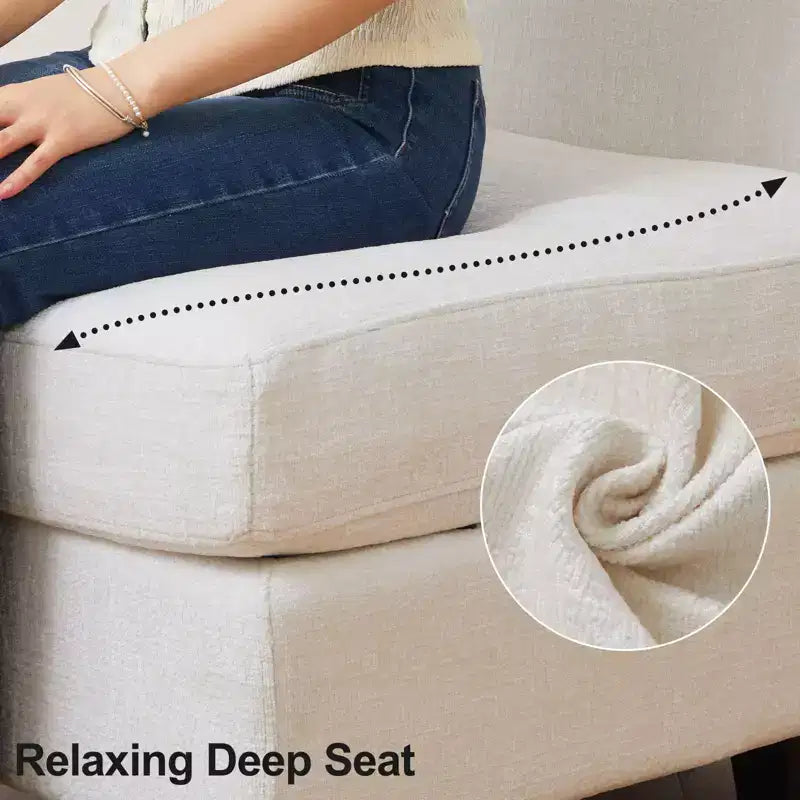 Divano componibile modulare Belffin, grande divano a U in ciniglia con contenitore, chaise longue a 7 posti per soggiorno