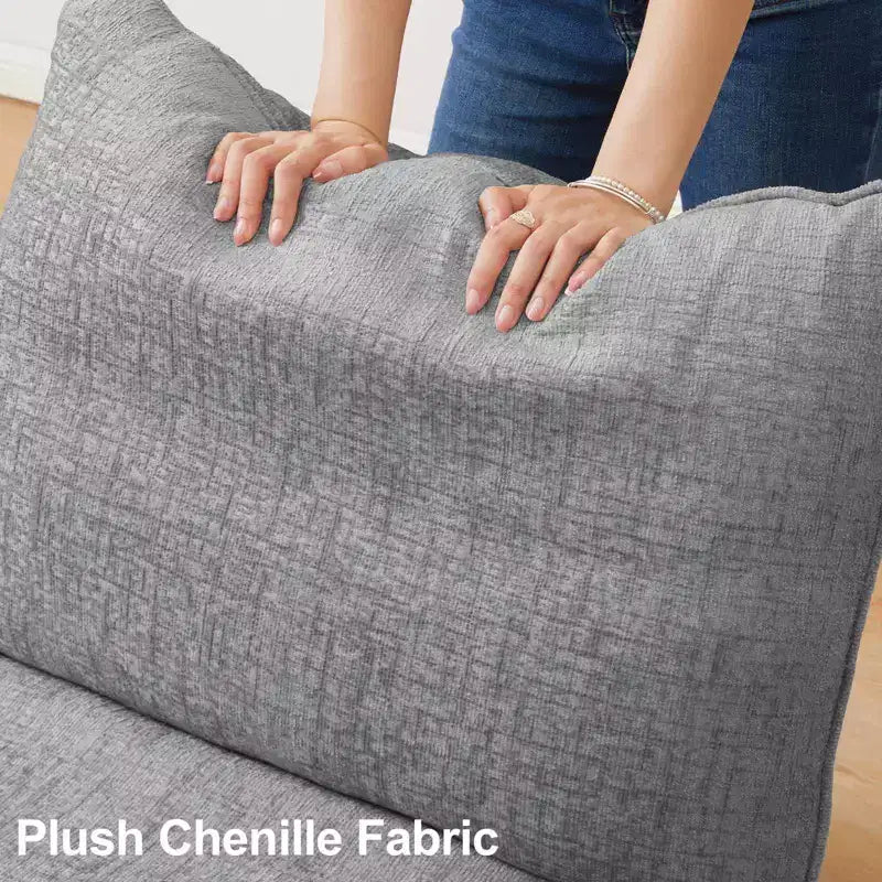 Divano componibile modulare Belffin, grande divano a U in ciniglia con contenitore, chaise longue a 7 posti per soggiorno