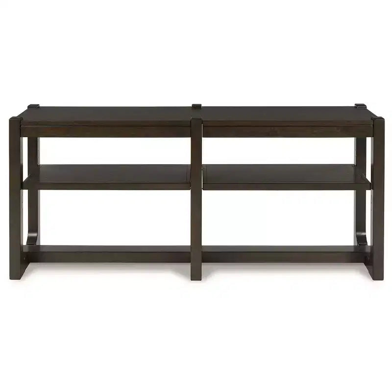 Signature Design by Ashley Breckington Tavolo consolle - Tavolino da divano moderno con ripiani regolabili, Marrone scuro