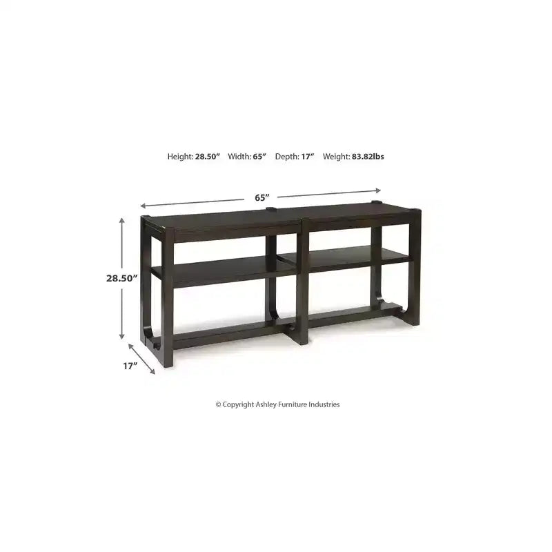 Signature Design by Ashley Breckington Tavolo consolle - Tavolino da divano moderno con ripiani regolabili, Marrone scuro
