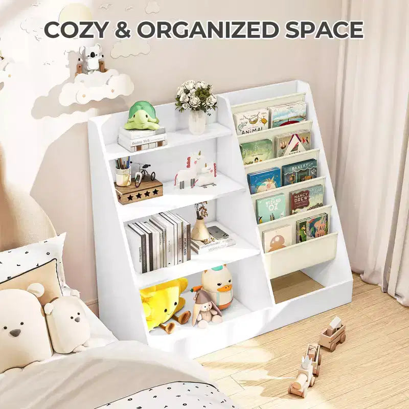 SUGIFT Scaffale a 4 ripiani per libri e giochi per bambini