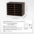 VEVOR Organizzatori per Documenti, 12 Scomparti per Ufficio con Ripiani Regolabili, Classificatore in Legno 51,8x30,5x40,9 cm, Certificato EPA