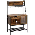 Besiter 60 Scaffale da Cucina per Panettieri con Luce LED, Supporto per Microonde a 6 Livelli con Cassetto Contenitore e 8 Ganci