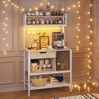 Besiter 60 Scaffale da Cucina per Panettieri con Luce LED, Supporto per Microonde a 6 Livelli con Cassetto Contenitore e 8 Ganci