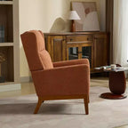 Poltroncina Okak Modern con rivestimento confortevole 1 pz, elegante divano singolo in legno massello con schienale alto per soggiorno, camera da letto, sala lettura