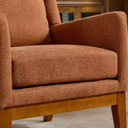 Poltroncina Okak Modern con rivestimento confortevole 1 pz, elegante divano singolo in legno massello con schienale alto per soggiorno, camera da letto, sala lettura
