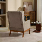 Poltroncina Okak Modern con rivestimento confortevole 1 pz, elegante divano singolo in legno massello con schienale alto per soggiorno, camera da letto, sala lettura