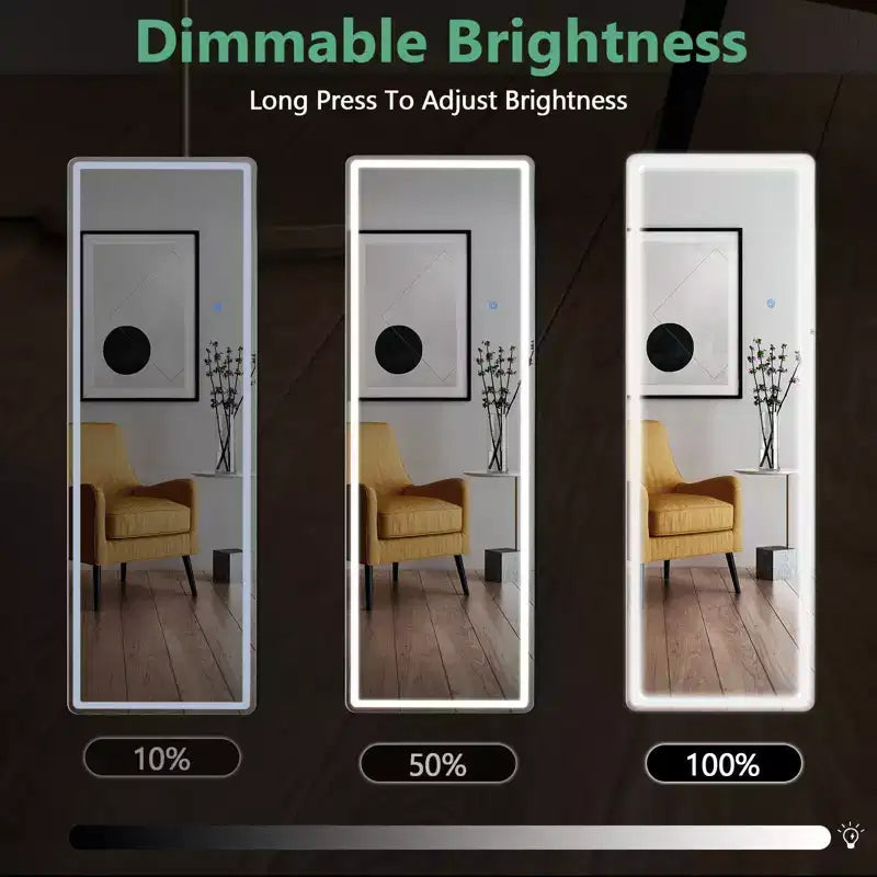 Specchio per trucco a LED regolabile 64x21 pollici, specchio da bagno illuminato con luminosità dimmerabile, bianco